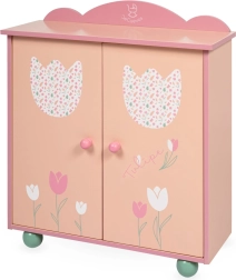 Drewniana szafa na ubranka dla lalek z akcesoriami TULIPE
