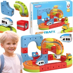 Magnetyczny zestaw konstrukcyjny z elektrycznym pociągiem WOOPIE Magic Cube Train, 32 elementy