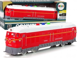 Zabawka pociąg 1:32 z napędem ciernym, światłami i dźwiękami – czerwony