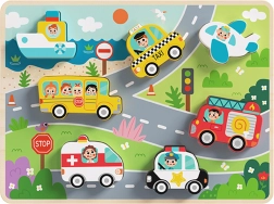 Tooky Toy drewniana montessori układanka – środki transportu (7 elementów)