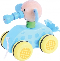 Drewniany słonik na sznurku do ciągnięcia