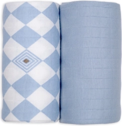 Lodger otulacz z bawełny organicznej 110 × 110 cm, blue fogg – 2 sztuki