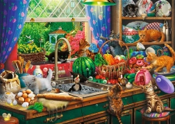 TREFL Puzzle Premium Plus: Herbatka z rozbrykanymi kociętami 1000 elementów