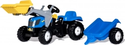 Traktor na pedały z przednią łyżką i przyczepą ROLLY TOYS NEW HOLLAND, niebieski