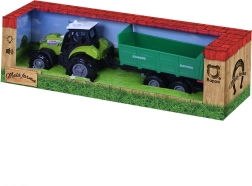 Traktor z dźwiękami i światłem z zieloną przyczepą
