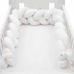 Pleciony ochraniacz do łóżeczka warkocz NEW BABY Minka i Groszki, szary