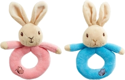 Tęczowa grzechotka z kółeczkiem króliczek Peter Rabbit i Flopsy – różowa