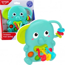 Sensoryczna grzechotka słoń zielony z ruchomymi elementami