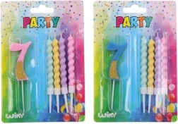 Świeczka na party numer 7 z czterema świeczkami