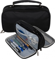 Rozkładany dwukomorowy szkolny piórnik Maaleo – czarny