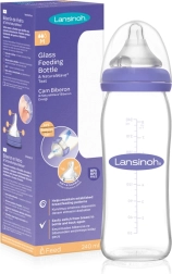 Lansinoh szklana butelka dla niemowląt z smoczkiem NaturalWave (M) 240 ml