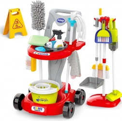 woopie dziecięcy wózek do sprzątania 3w1 xxl, 29 elementów – czerwony