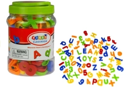 Magnetyczne litery i cyfry w puszce 78 elementów