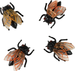 Dekoracyjne plastikowe muchy na Halloween 4 szt.