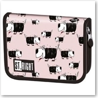 Różowy szkolny piórnik dwuklapkowy BAMBINO z psami