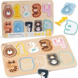 Klasyczne drewniane puzzle z cyframi Montessori 11 szt.