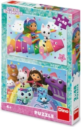 Puzzle Gabi i zaczarowany domek: Na tęczy 2×48 elementów