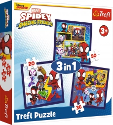 Puzzle Spidey: pająki i dinozaury 3w1 (20, 36 i 50 elementów)