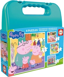 Puzzle w walizeczce ŚWINKA PEPPA 4w1 (6–16 elementów)