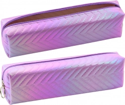Organizer szkolny piórnik holograficzny w jodełkę fioletowy 21x6 cm