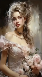 Diamentowe malowanie Dziewczyna z różami 30 × 40 cm