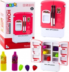 Dziecięca zabawkowa lodówka Różowa z owocami i sokami