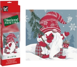 Diamentowe malowanie Świąteczny skrzat 30 × 30 cm