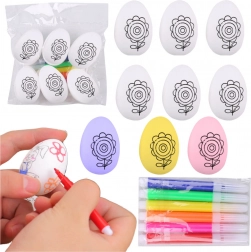 zestaw styropianowych wielkanocnych jajek do malowania z pisakami, kwiatowy wzór, 6 szt.