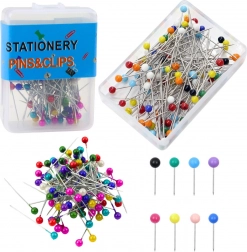 Zestaw szpilek z kolorową główką - 100 szt.