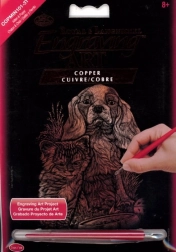 Miedziany obrazek do skrobania pies i kot