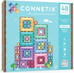 Connetix Pastel Portal Pack – kreatywne magnetyczne klocki konstrukcyjne, 48 elementów