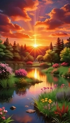 Diamentowe malowanie zachód słońca nad lasem 30 × 40 cm