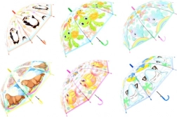 Dziecięcy automatyczny parasol z wesołymi zwierzątkami, przezroczysta kopuła