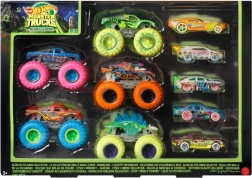 Zestaw HOT WHEELS MONSTER TRUCKS 1:64 świecące w ciemności, 10 szt.