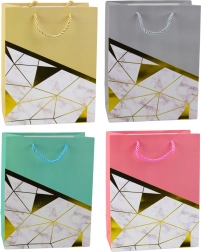 Torebka prezentowa z geometrycznymi wzorami i efektem marmuru 23 x 18 x 10,5 cm