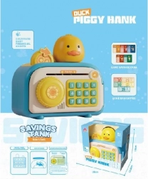 Elektroniczna dziecięca skarbonka-sejf Kaczuszka z PIN-em i czytnikiem linii papilarnych