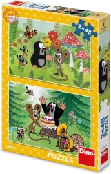 Dino puzzle Krecik – Uroczystość 2×48 elementów