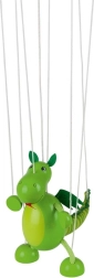 GOKI Marionetka dinozaur z drewna