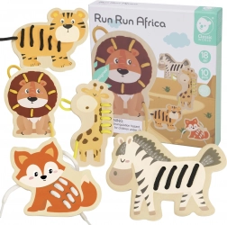 Classic World drewniane przewlekane zwierzątka Afryka – 10 elementów