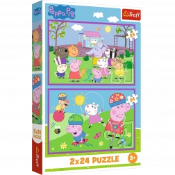 Puzzle 2x24 Peppa na placu zabaw - Peppa Pig