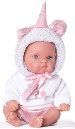 realistyczna lalka niemowlę jednorożec biały 21 cm