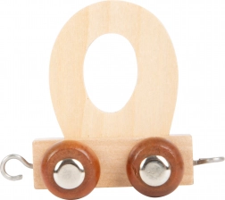 Drewniany wagonik z literą O do kolejek small foot