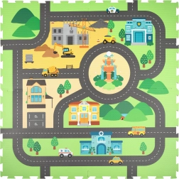 Piankowa mata edukacyjna 120 × 120 cm – miejskie ulice, 4 elementy HUMBI