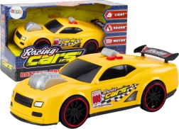 Żółte wyścigowe auto z światłami i dźwiękami