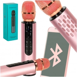 Bezprzewodowy mikrofon karaoke z Bluetooth, różowy