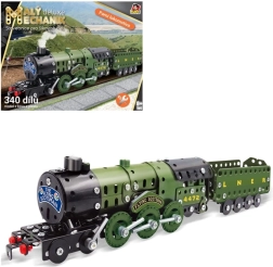 Mały mechanik parowa lokomotywa z węglarką zestaw konstrukcyjny