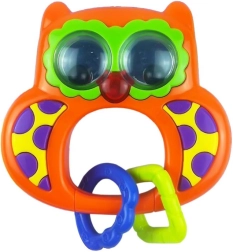 Dziecięca grzechotka z dźwiękiem Baby Mix sówka pomarańczowa