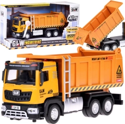 Dziecięca wywrotka ze światłem i dźwiękiem, metalowa karoseria, pull-back