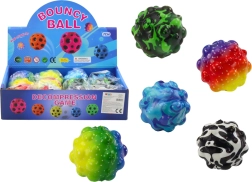 Kolorowa piłka z wypustkami 6,5 cm – skacząca i do ściskania, antystresowa zabawka