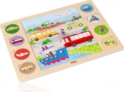 Drewniane puzzle cieniowe – środki transportu 17 szt. VIGA